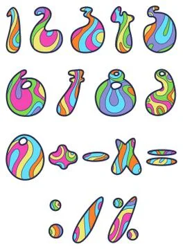 Psychedelic numbers Stock Illustration