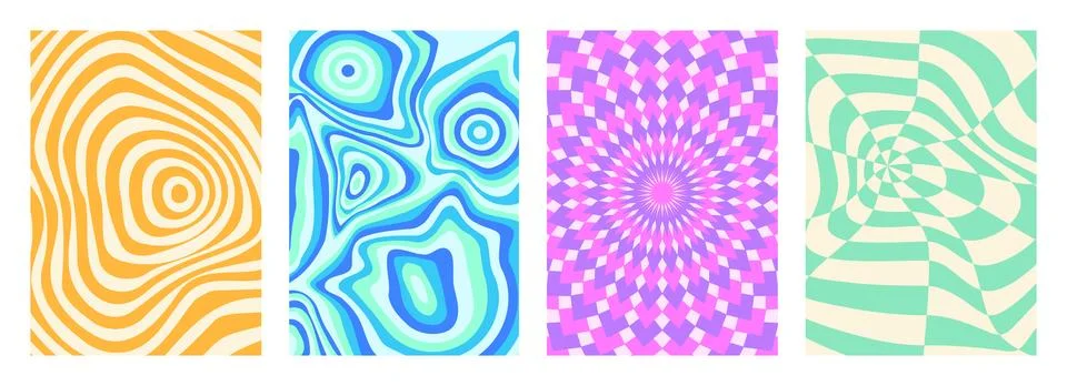 Psychedelic optical illusion wavy patterns 스톡 일러스트