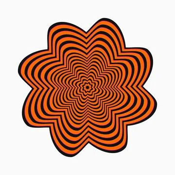 Psychedelic orange black concentric wave pattern optical illusion Stock Illustration