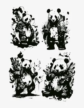 Psychedelic Panda sketch Hand drawn vector illustration Stock Illustration
