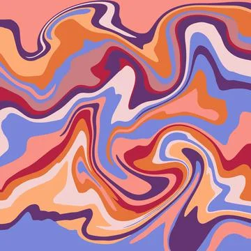 Psychedelic pattern in bright colors. Abstract flowing waves. Groovy mood. Illustrazione stock