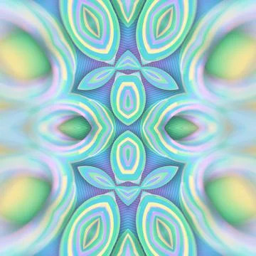 Psychedelic pattern of curved iridescent shapes. 3d rendering illustration Stock Illustration