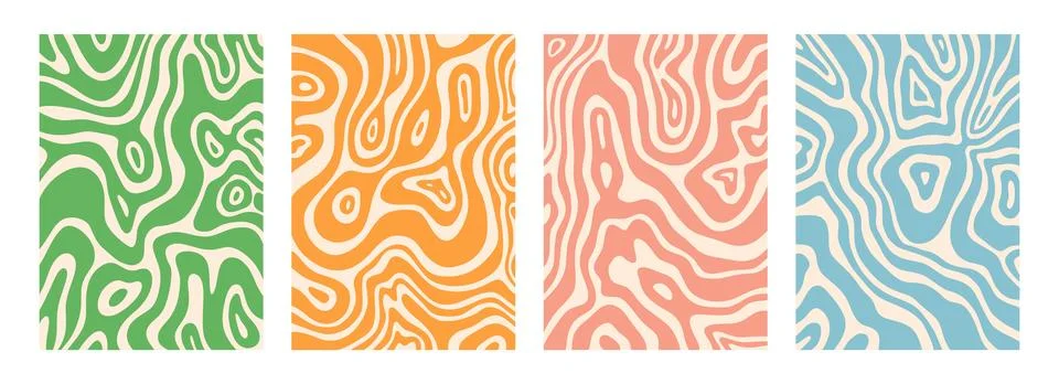 Psychedelic pattern. Wave swirl texture. Line trippy or wavy disco design Stock Illustration