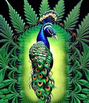 Psychedelic peacock illustration Illustrazione stock