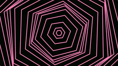 Psychedelic pink hexagon pattern loop | Geometric lines abstract digital ba.. Stock Footage 341058454