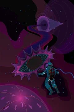 Psychedelic poster in space background Stock Illustration