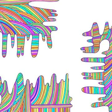 Psychedelic, rainbow background of lines, pastel color on a whit Stock Illustration