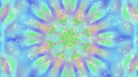 Psychedelic Rainbow Swirl Background with Bubbles - Abstract, Colorful, Groov Stock Footage 331992073