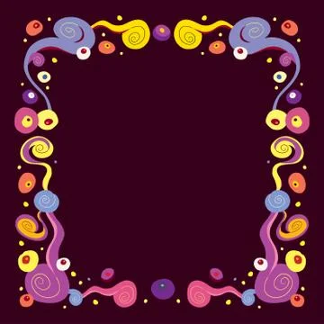 Psychedelic retro abstract art frame border Stock Illustration