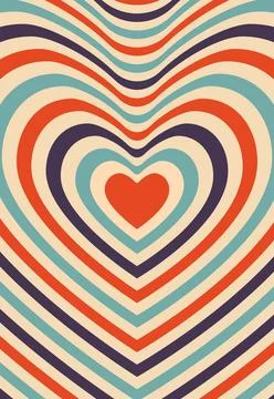 Psychedelic retro groove background shape heart Illustrazione stock