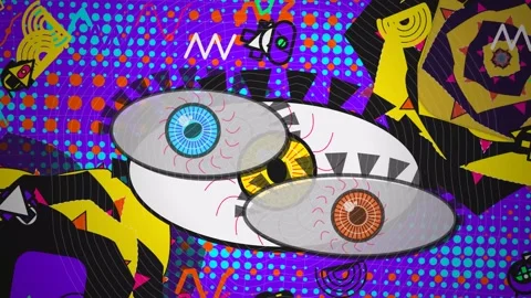 Psychedelic Retro Pop Art Drunk Double Vision Animation Stock Footage 341174517