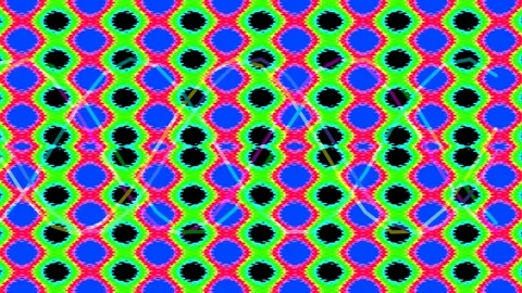 Psychedelic retro seamless repeating geometric pattern in vibrant neon colors Stock Footage 333111649