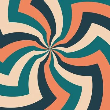 Psychedelic retro swirl pattern in orange teal and beige colors for creativ.. Stock Illustration