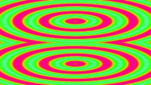 Psychedelic retro wave pattern background loop with vibrant neon green circle Stock Footage 336228346