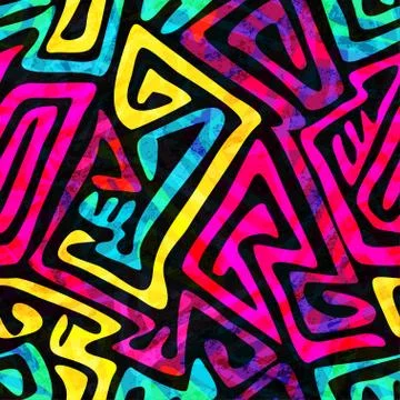 Psychedelic seamless pattern with grunge effect 스톡 일러스트