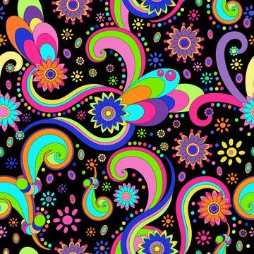 Psychedelic seamless pattern ornamental. Stock Illustration