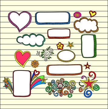 Psychedelic Shape frames notebook doodle vector Stock Illustration