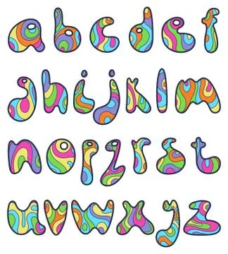 Psychedelic small letters Stock Illustration