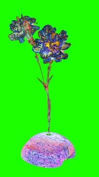 Psychedelic space carnations with green background Stock Illustration