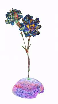 Psychedelic space carnations with white background Stock Illustration