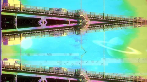 Psychedelic Space Highway Multicolor Glitches Stock Footage 106892903