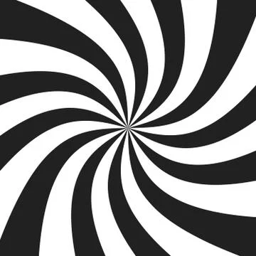 Psychedelic spiral with radial gray rays. Swirl twisted retro background. Com Stock Illustration
