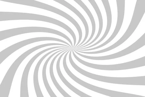 Psychedelic spiral with radial grey rays. Swirl twisted retro background. Stock Illustration
