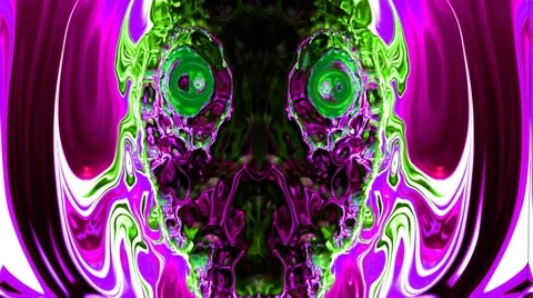 Psychedelic Staring Skull Stock Footage 58027988
