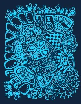 Psychedelic stylized design winter abstract background Stock Illustration