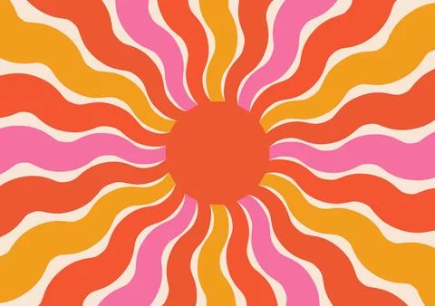 Psychedelic Sunburst Waves  Abstract Radiant Circle Design Illustrazione stock