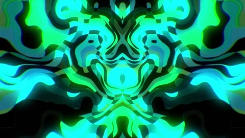 Psychedelic symmetrical pattern neon cyan art Stock Footage 339631282