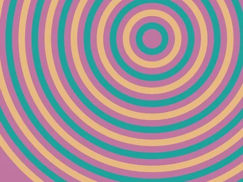 Psychedelic target pattern background with circular lines and retro colors .. Illustrazione stock