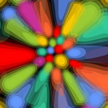 Psychedelic tile with colorful messy elements in vivid colors. Modern abstrac Stockillustratie