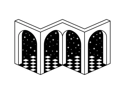 Psychedelic trippy graphic Y2K arches Stock Illustration