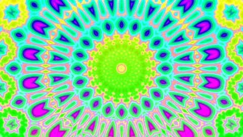 Psychedelic Trippy Kaleidoscope Visual – Seamless Abstract Loop in 4K for VJ Use Stock Footage 306507649