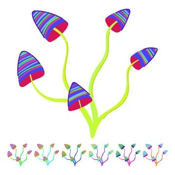 Psychedelic trippy mushroom vector cartoon graphic Stock Illustration