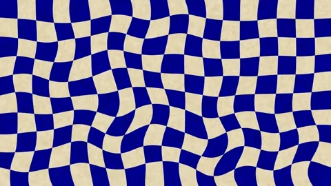 Psychedelic twist checkerboard on blue and broken white Stock Footage 345039083