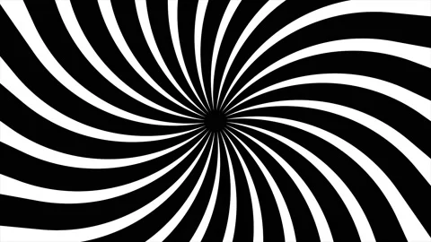 Psychedelic twisting circles. Round striped black white lines Stock Footage 142795593