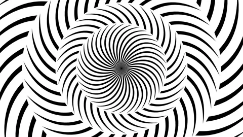 Psychedelic twisting circles. Round striped in black and white. Swirling ro.. Stock Footage 265159495