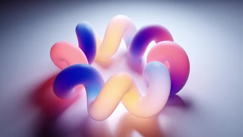 Psychedelic twisting shape with neon gradient colors glowing in a seamless loop Stock Footage 347811498