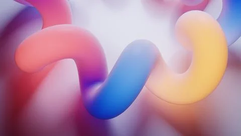 Psychedelic twisting shape with neon gradient colors glowing Stock Illustration