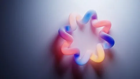 Psychedelic twisting shape with neon gradient colors glowing Stock Illustration