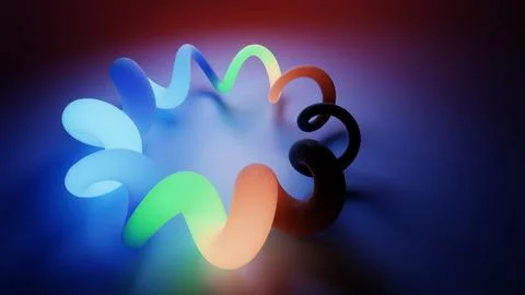 Psychedelic twisting shape with RGB gradient colors glowing Stock Illustration