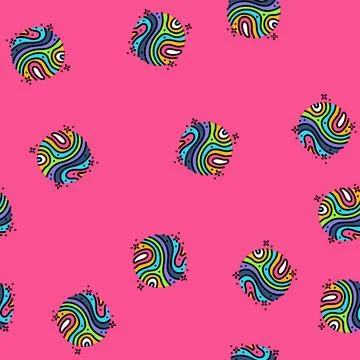 Psychedelic visuals rave retro vector seamless pattern Stock Illustration