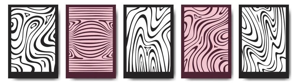 Psychedelic wave pattern backgrounds set 스톡 일러스트