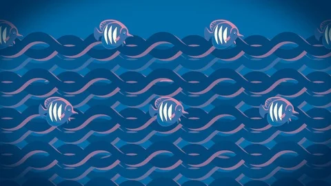 Psychedelic Waves and Fish 库存影片 95361396