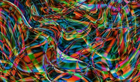 Psychedelic waves background colorful blue and orange,yellow,marble background Stock Illustration