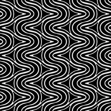 Psychedelic Waves (Black, White) Stock Illustration