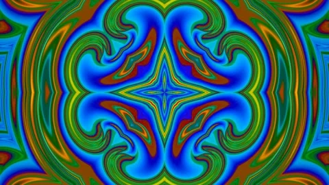 Psychedelic Waves: Multicolor Symmetrical Background Loop Stock Footage 274457227
