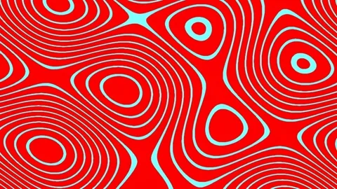 Psychedelic wavy abstract red line art flowing background pattern loop Stock Footage 341059914